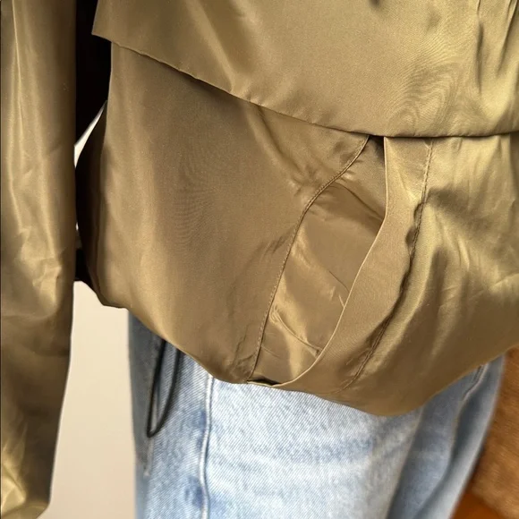 Olive Green Women's Hooded Nylon Jacket - Picture 4 of 9